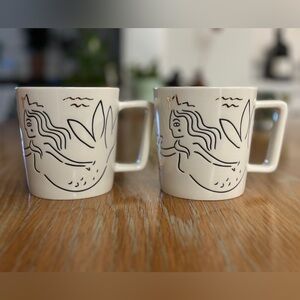 Starbucks Limited Edition Anniversary Mermaid Design Ceramic Mugs - Cream